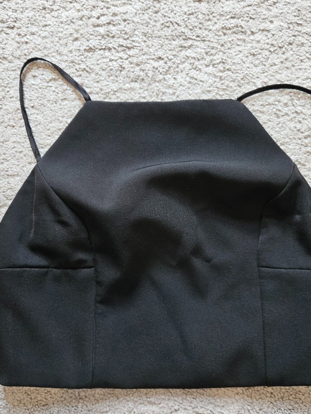 Bardot Black Satin Crop Top Size S — Square Neck / Adjustable Straps